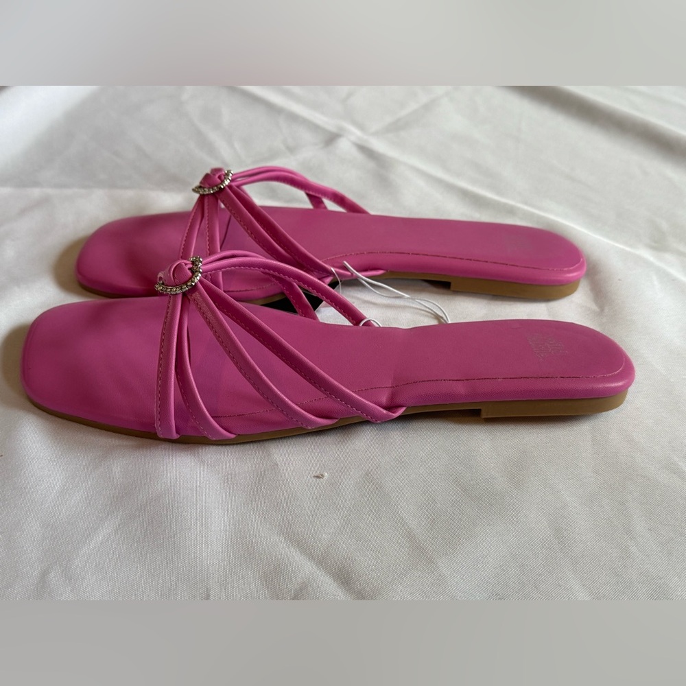 Wild Fable Pink Slip-On Sandals with Square Toe rhinestone heart 9.5 - Picture 3 of 6